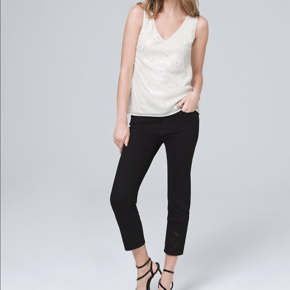 NWT WHBM Sequin Tank with Floral Embroidery - Picture 3 of 9